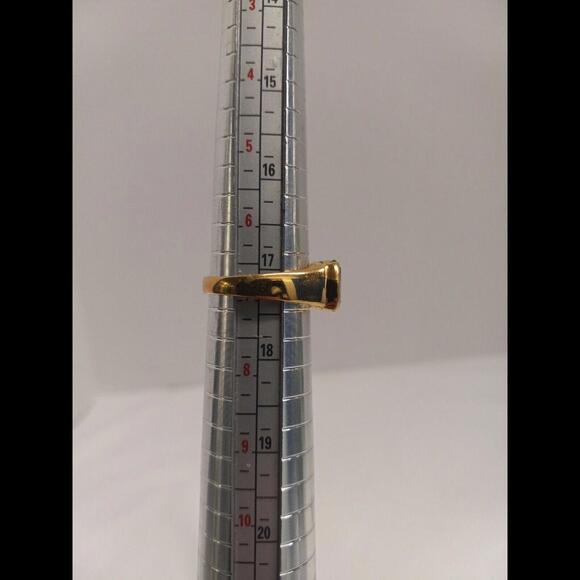 Statement Sterling Silver Gold Toned Blue Stones Ring, size 7 - Picture 9 of 9